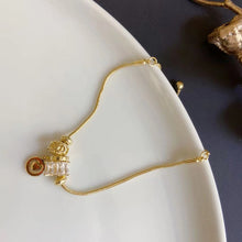 Load image into Gallery viewer, Gold Plated Snake Chain Diamante Beads Adjustable Bracelet