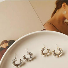 Load image into Gallery viewer, C Shape White Zircon Pearls Studs Earring