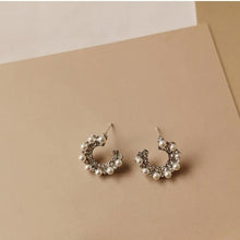 Load image into Gallery viewer, C Shape White Zircon Pearls Studs Earring