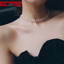 Load image into Gallery viewer, Classic Pearl Necklace  Choker in 14K Gold Plated Silver, Handmade Bridal Necklace
