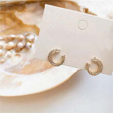 Load image into Gallery viewer, Diamante Golden C Shape Stud Earrings