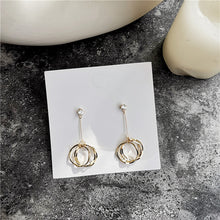 Load image into Gallery viewer, South Korea Design Gold Plated Long Three-Circle Earrings