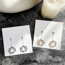 Load image into Gallery viewer, South Korea Design Gold Plated Long Three-Circle Earrings