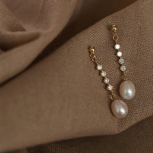 Load image into Gallery viewer, Diamante Pearl Drop Earrings