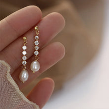 Load image into Gallery viewer, Diamante Pearl Drop Earrings