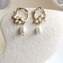 Load image into Gallery viewer, Gold Plated Pearls Drop Earrings