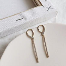 Load image into Gallery viewer, Diamante Gold Plated Oval Shape Drop Earrings