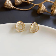 Load image into Gallery viewer, Zircon Diamante Circular Gold Plated Ear Studs Earrings