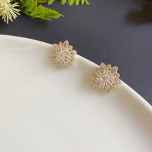 Load image into Gallery viewer, Fashion Diamante Gold Plated Flower Ear Studs