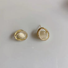 Load image into Gallery viewer, Elegant Gold Plated Cat's Eye Stone Ear Studs Earrings