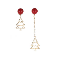 Load image into Gallery viewer, Asymmetric Christmas Tree Drop Earrings