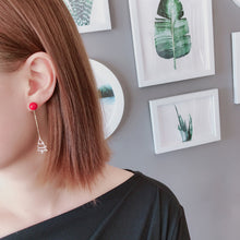 Load image into Gallery viewer, Asymmetric Christmas Tree Drop Earrings