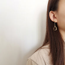 Load image into Gallery viewer, South Korea Design Gold Plated Long Three-Circle Earrings