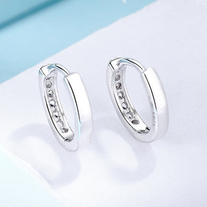 Sterling Silver Diamante Hoop Earrings Huggie Hoops