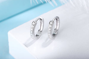 Sterling Silver Diamante Hoop Earrings Huggie Hoops