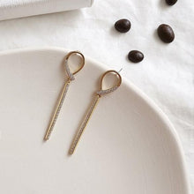 Load image into Gallery viewer, Diamante Gold Plated Oval Shape Drop Earrings