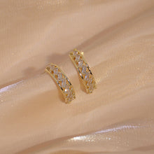 Load image into Gallery viewer, Luxury Popular 14K Gold Plated Zircon C Shape Ear Studs Earrings