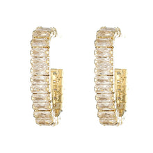 Load image into Gallery viewer, 14K Gold Filled Rectangle Zircon Diamente C Shape Huggies Stud Earrings