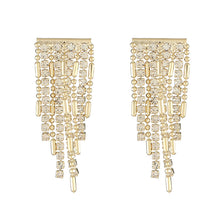 Load image into Gallery viewer, 14K Gold Plated Short Mini Square Zircon Chain Tassel Earrings Party Jewellery