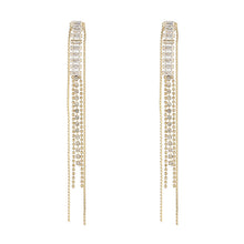 Load image into Gallery viewer, Gold Plated Zircon Diamante Long Tassel Earrings Party Wear
