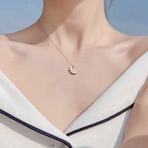 Moon Shape Crystal Necklace