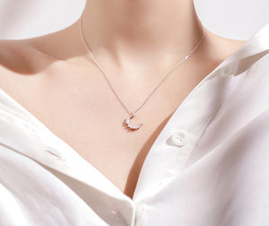Moon Shape Crystal Necklace