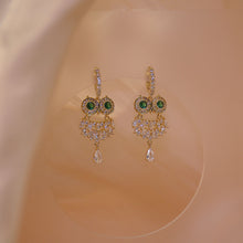 Load image into Gallery viewer, Fashion Owl 14K Gold Plated Zircon Drop Earrings