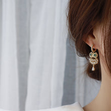 Load image into Gallery viewer, Fashion Owl 14K Gold Plated Zircon Drop Earrings