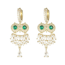 Load image into Gallery viewer, Fashion Owl 14K Gold Plated Zircon Drop Earrings