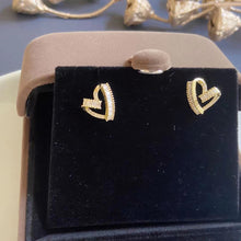 Load image into Gallery viewer, Heart Shape Gold Plated Zircon Ear Studs Earrings