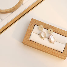 Load image into Gallery viewer, Circular Stud With Irregular Fresh Pearl Drop Earrings