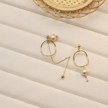Load image into Gallery viewer, Asymmetric Circluar with Pearl Drop Earrings INS Style