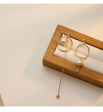 Load image into Gallery viewer, Asymmetric Circluar with Pearl Drop Earrings INS Style