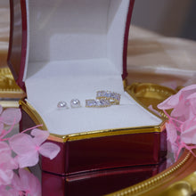 Load image into Gallery viewer, Pearl Studs and Gold Plated Zircon Diamante Huggies- 2 Pairs of Earrings