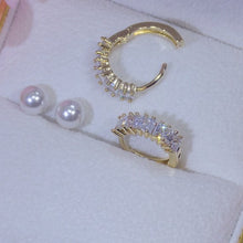 Load image into Gallery viewer, Pearl Studs and Gold Plated Zircon Diamante Huggies- 2 Pairs of Earrings