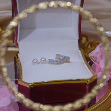 Load image into Gallery viewer, Pearl Studs and Gold Plated Zircon Diamante Huggies- 2 Pairs of Earrings