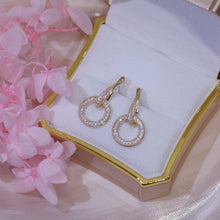 Load image into Gallery viewer, Luxury Gold Plated Diamante Circular Drop Earrings