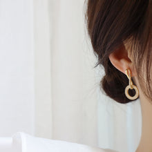 Load image into Gallery viewer, Luxury Gold Plated Diamante Circular Drop Earrings