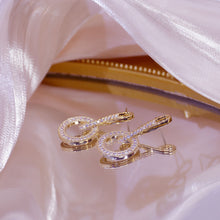 Load image into Gallery viewer, Luxury Gold Plated Diamante Circular Drop Earrings