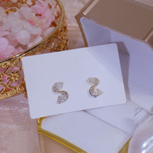 Load image into Gallery viewer, Gold Plated Diamante S Shape Twist Ear Studs Earrings