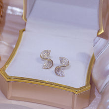 Load image into Gallery viewer, Gold Plated Diamante S Shape Twist Ear Studs Earrings