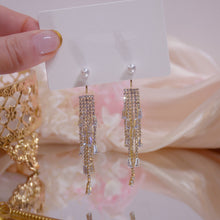 Load image into Gallery viewer, Gold Plated Tassel Chandelier Earrings With Pearl