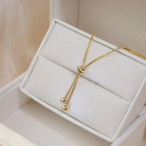 Gold Plated Snake Chain Diamante Beads Adjustable Bracelet