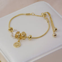 Load image into Gallery viewer, Gold Plated Snake Chain Diamante Beads Adjustable Bracelet
