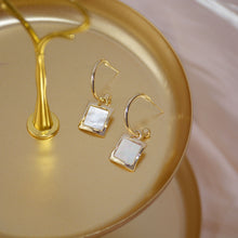 Load image into Gallery viewer, Unique Fashion Gold Plated Silver Rectangle Shell Chic Drop Earrings