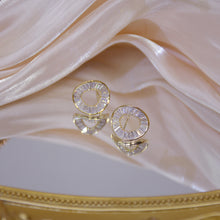 Load image into Gallery viewer, Zircon Diamante Circular Gold Plated Ear Studs Earrings