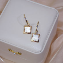 Load image into Gallery viewer, Unique Fashion Gold Plated Silver Rectangle Shell Chic Drop Earrings