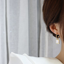 Load image into Gallery viewer, Unique Fashion Gold Plated Silver Rectangle Shell Chic Drop Earrings