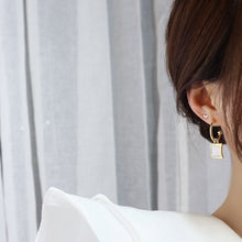 Load image into Gallery viewer, Unique Fashion Gold Plated Silver Rectangle Shell Chic Drop Earrings