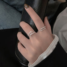 Load image into Gallery viewer, Diamante Cross Line Adjustable Ring